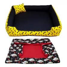 Cama Para Cachorro Grande Cama Gg Cama 95x95cm + Capa Extra Cor Cama Preta+capa Vermelha Foto  mini 1
