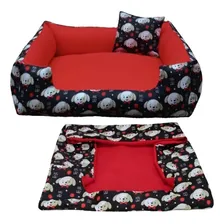 Cama Pet G Cachorro Grande Cama Com Capa Extra 70x70 Cor Cama Vermelha + Capa Vermelha Foto  mini 1