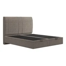 Cama Queen Flutuante Baú Cabeceira 160cm S05 Linho Marrom Foto  mini 1