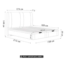Cama Queen Flutuante Baú Cabeceira 160cm S05 Linho Marrom Foto mini 4