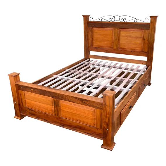 Cama Queen Rustica Madeira De Demolição 4 Gavetas Peroba Cor Natural Cama Queen Com Gavetas Foto 1