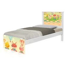 Cama Solteiro Adesivada Fazendinha Animais Com Colchão Cor Branco Foto mini 1