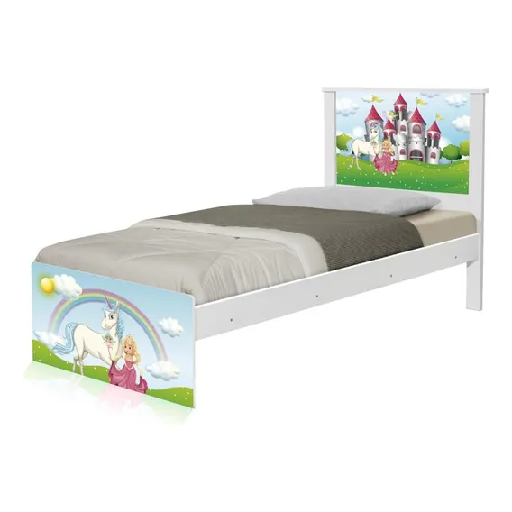 Cama Solteiro Adesivada Princesa Encantada Cor Branco Foto 1
