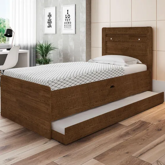 Cama Solteiro Auxiliar Baú Ivana Malbec Foto 1