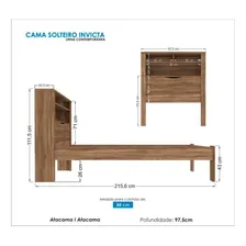 Cama Solteiro Cabeceira Baú E Nicho Prateleira Invicta C Foto mini 3