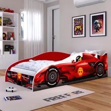 Cama Solteiro Carro F1 100% Mdf - Vermelho 11028 Foto mini  2