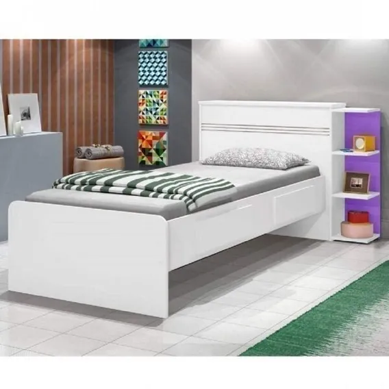 Cama Solteiro Com Baú 2 Gavetas E Cama Auxiliar Jade Ii Foto 1