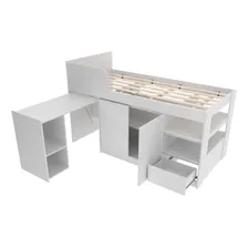Cama Solteiro Com Escrivaninha Multim贸veis Vcr35067 Cor Branco Foto mini 4