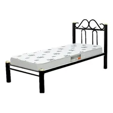 Cama Solteiro De Ferro Tubular Preto Marcheli 0.0.002 Ferro Foto mini  2