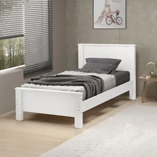Cama Solteiro Em Madeira Mdf Com Estilo Tradicional Cor Branco Mila Foto mini 2