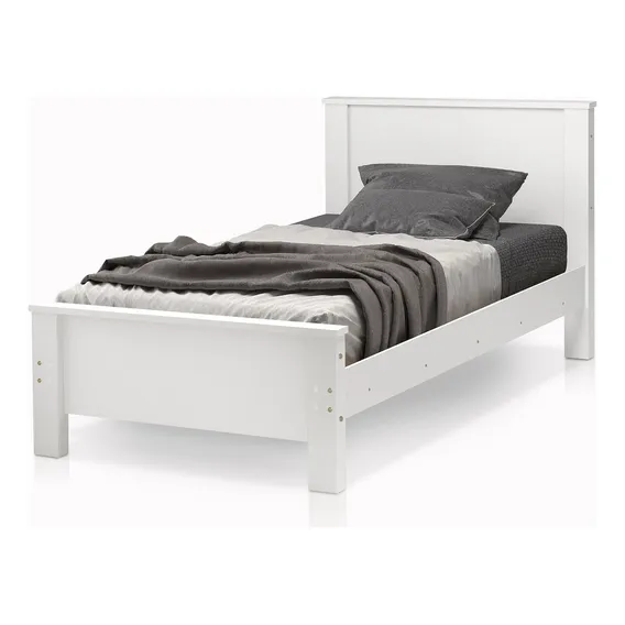 Cama Solteiro Em Madeira Mdf Com Estilo Tradicional Cor Branco Mila Foto 1