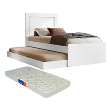 Cama Solteiro Luara Branco Com Colchão E Cama Auxiliar Foto mini 1