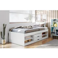 Cama Solteiro Multifuncional Kiara Com Gavetas Branco Foto mini 2
