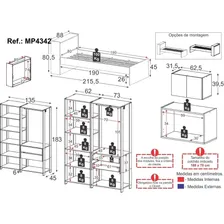 Cama Solteiro Multim贸veis Mp4342 - Quarto Completo Cor Preto/Madeirado Foto mini 3