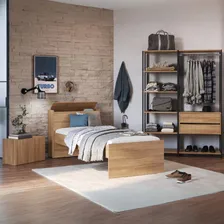 Cama Solteiro Multim贸veis Mp4342 - Quarto Completo Cor Preto/Madeirado Foto mini 1
