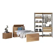 Cama Solteiro Multim贸veis Mp4342 - Quarto Completo Cor Preto/Madeirado Foto mini 2