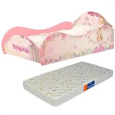 Cama Solteiro Princesa Rosa Com Colchão Foto  mini 1