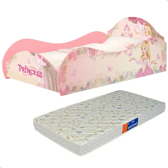 Cama Solteiro Princesa Rosa Com Colchão Foto 1