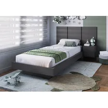 Cama Solteiro Suspensa Com Cabeceira E Mesa Zurique Grafite Foto mini  2