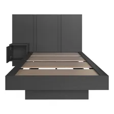 Cama Solteiro Suspensa Com Cabeceira E Mesa Zurique Grafite Foto mini 4