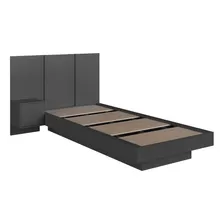 Cama Solteiro Suspensa Com Cabeceira E Mesa Zurique Grafite Foto mini  3