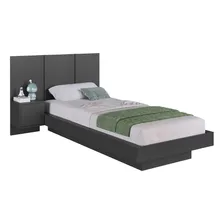 Cama Solteiro Suspensa Com Cabeceira E Mesa Zurique Grafite Foto  mini 1