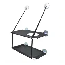 Cama Suspensa Parede Janela Dupla Camada Com Ventosa Gato. Cor Cinza Desenho Cama Suspensa De Janela Com Ventosa Gato Dupla Foto  mini 1