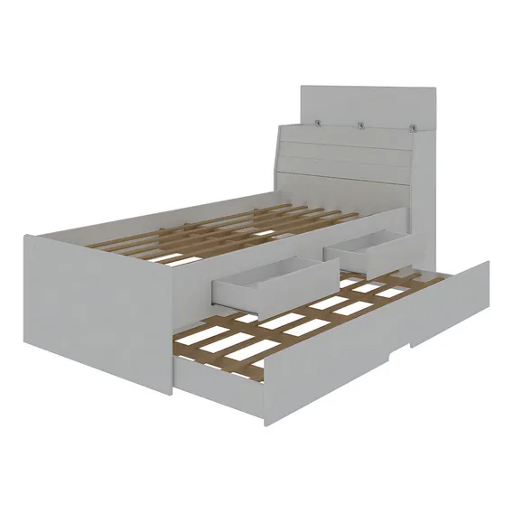 Cama Teen Bibox solteiro Com Cama Auxiliar Branco Foto 1