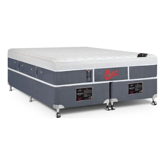 Camabox+colchão Castor King Plush Lightstress Pocket 180x200 Cor Cinza Foto 1