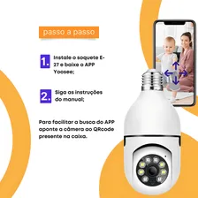 Camera De Segurança Ip Lampada Panoramica Wifi Hd 1080p Espi Cor Branca Foto mini  3