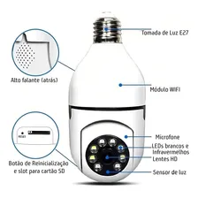 Camera Segurança Wifi Panorama Giratoria 360º Cor Branco Foto mini  3