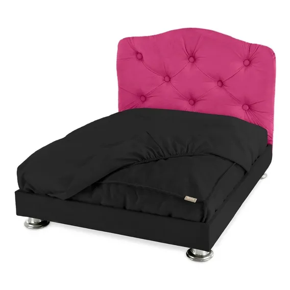 Caminha Pet Luxo + Cabeceira Tam. 55x85 Cama Box Pets 15 Kg Cor Pink/Preto Foto 1