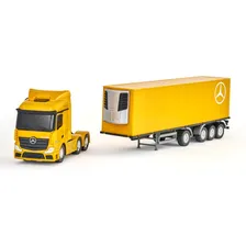 Caminhão Miniatura Mercedes Benz Actros Baú Refrigerado Cor Dourado Foto mini 3