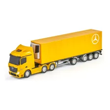 Caminhão Miniatura Mercedes Benz Actros Baú Refrigerado Cor Dourado Foto mini 2