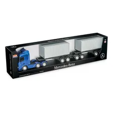 Caminhão Miniatura Mercedes Benz Actros Rodotrem Container Cor Azul-escuro Foto  mini 1