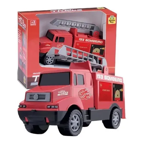 Caminhão Brinquedo Mini Truck Bombeiro 0073 - Samba Toys Foto 1