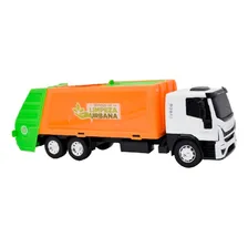 Caminhão Miniatura Infantil Coletor De Lixo Iveco Tector 342 Cor Laranja Foto mini  2