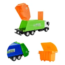 Caminhão Miniatura Infantil Coletor De Lixo Iveco Tector 342 Cor Laranja Foto mini  3
