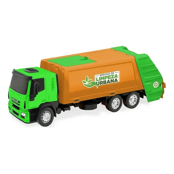 Caminhão Miniatura Infantil Coletor De Lixo Iveco Tector 342 Cor Laranja Foto 1
