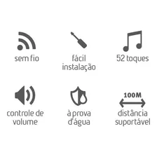 Campainha Wireless Sem Fio Preta Pilhas Comfort Door 100mts Cor Preto Foto mini 4