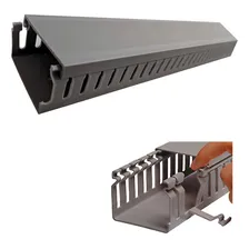 Canaleta Industrial Pvc 2m 20 X 20 Corte Aberto Lukma Cor Cinza Foto mini 2