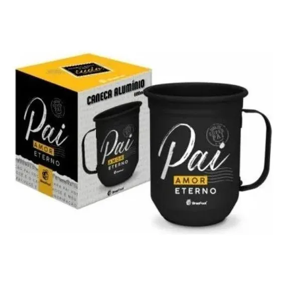 Caneca Aluminio Com Frase Brasfoot Presente Amigo Familia Foto 1