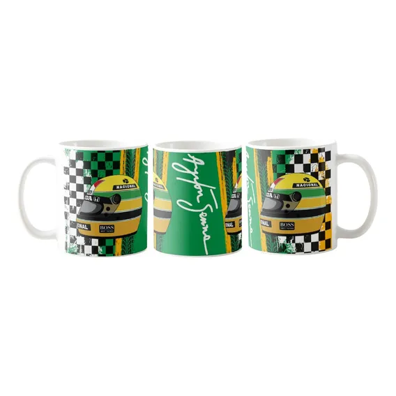Caneca Ayrton Senna F贸rmula 1 F1 Corrida Presente Criativo Cor Branco Foto 1