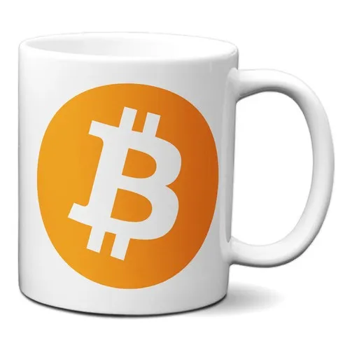 Caneca Bitcoin Logo Criptomoeda Virtual Investidor Foto 1