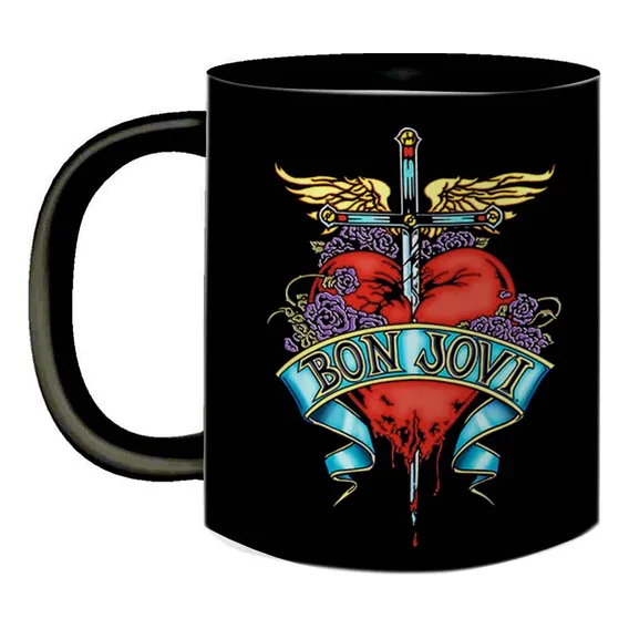 Caneca Bon Jovi Rock Internacional Anos 80 Música Romantica Foto 1