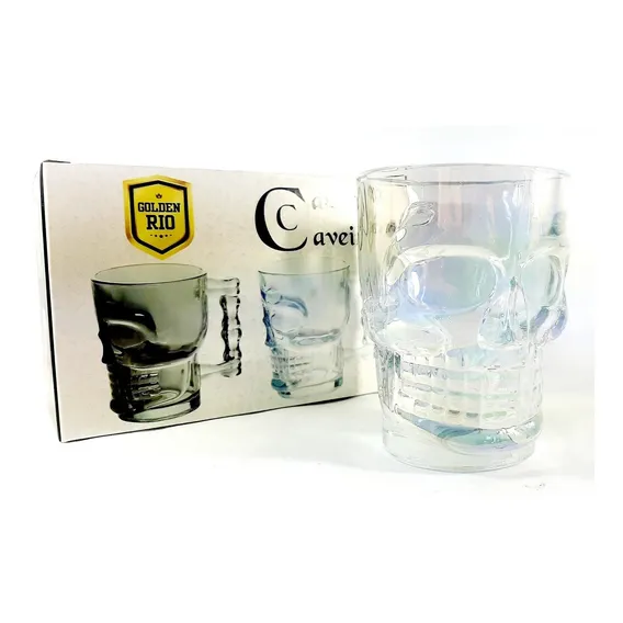 Caneca Caveira Viking Copo Chopp Cerveja Vinho Vidro 500 Foto 1