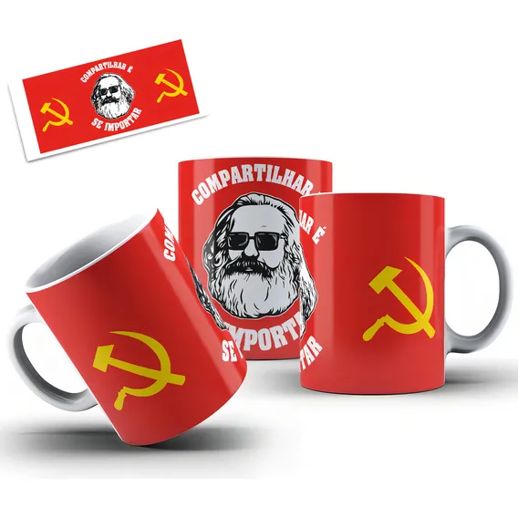 Caneca Cerâmica Marx Compartilhar É Se Importar Comunismo Foto 1