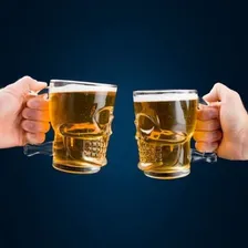 Caneca Chopp Cerveja Vidro Caveira Rock 510 Foto mini 2