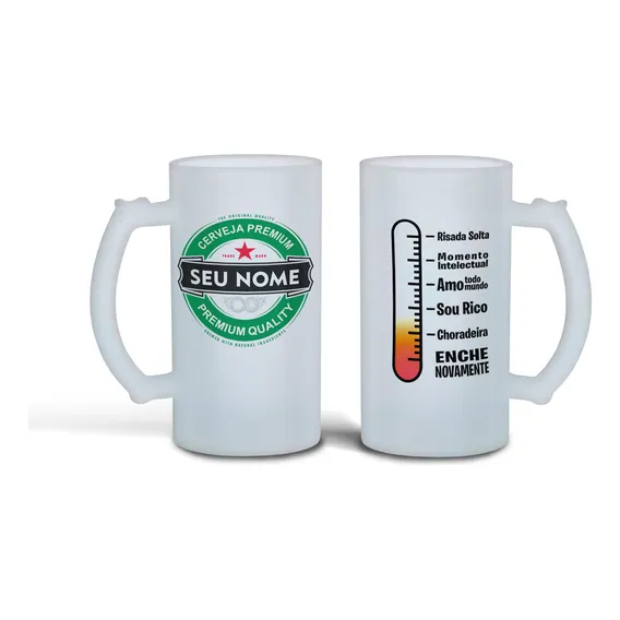 Caneca Chopp Cerveja Vidro Jateado Personalizada Nome R贸tulo Cor 1he Foto 1