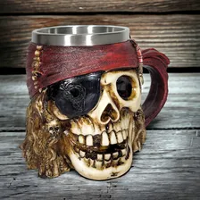 Caneca Chopp Medieval Cranio Caveira Viking Cerveja 3d Skull Cor Pirata 3d Foto mini 2
